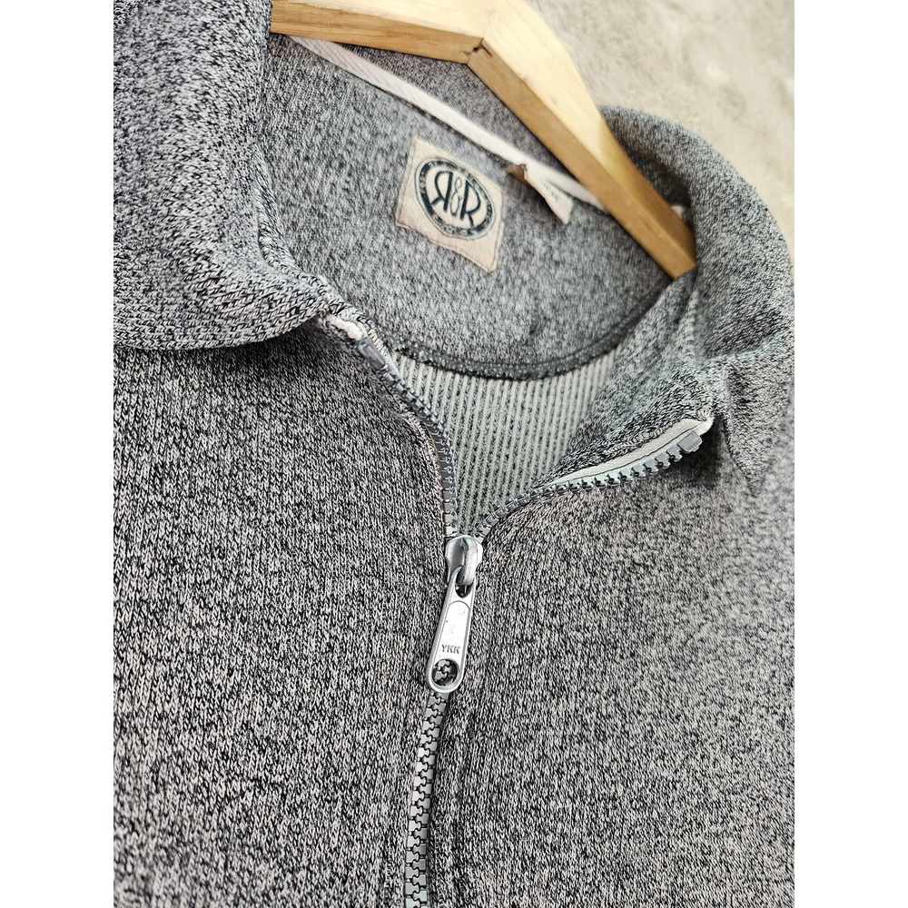 R&R Logo Knit Sweater Quarter-zip Heather Gray Casuals Crewneck - Picture 5 of 10